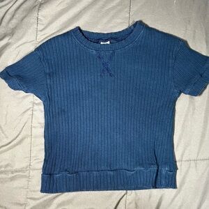 Kate Quinn Blue Ribbed Organic Cotton Tee | Girls 3T